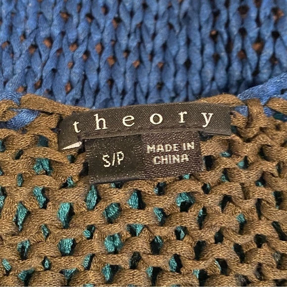 Theory Nimue Space Low Back Open Knit Tunic Sweater open knit stripe size Small - Picture 4 of 9